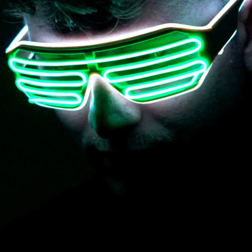 Shutter EL Wire Neon Rave Glasses Flashing LED Sunglasses